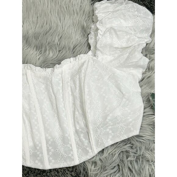 Women's Puff Cap Sleeve Eyelet Corset Top - Wild Fable Size XXL - Picture 4 of 6